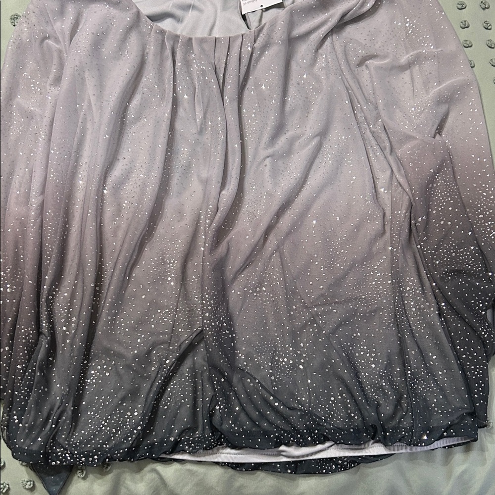 Sara Michelle Sparkling Gray Ombre Flowy Top